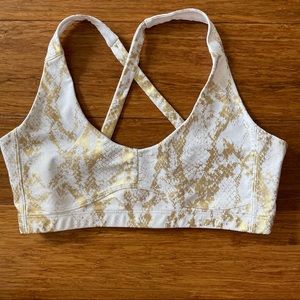 Carbon38 Metallic Gold White Snake Sports Bra M